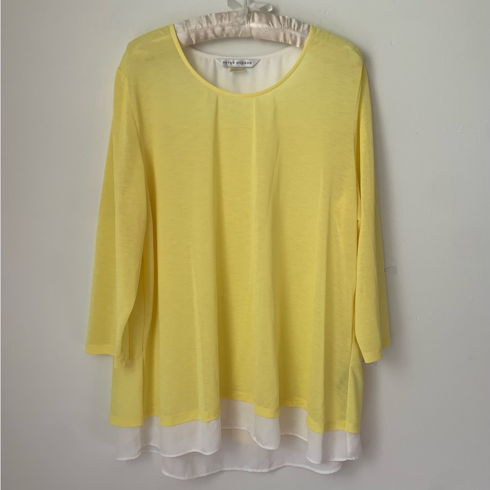 Peter Nygard Layered Look Sunny Yellow Tunic Blouse Large